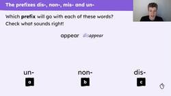 Practise and apply spelling words with the prefixes "dis-", "non-", "mis-" and "un-" Instructional Video