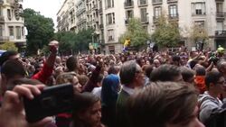 CLEAN : Protesters throw trash bags on Spanish government's office in Barcelona News Clip