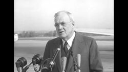 John Foster Dulles returns from London and the Nine Powers conference News Clip