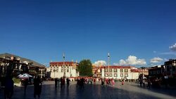 Square in front of Jokhang temple. Stock Footage