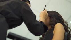 Beautiful young girl in a beauty salon Stock Footage