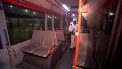 Workers disinfect public buses in Romania capital Instructional Video