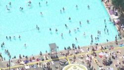 UK Heatwave - Aerials People trying to stay cool in London News Clip