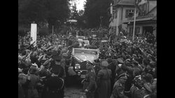Cheering German Sudetenland people welcome Adolf Hitler into Eger and Franzensbad, Czechoslovakia News Clip