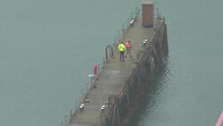 Items are loaded onto the Bibby Stockholm accommodation barge at Portland Port News Clip