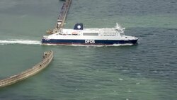 DFDS ferry sailing out of the Port of Dover News Clip