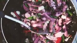 Squid Basil on pan Stock Footage