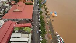 Aerial shot of landmark of Mekong River at Nakhon Phanom, North east in Thailand. Concept of: power, adventure, nature and water. Stock Footage