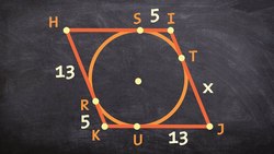 Using the idea that two tangent lines from a point are equal find the perimeter of a circle Instructional Video