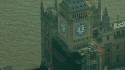 AERIAL SHOTS - Big Ben clock, Houses of Parliament in London News Clip