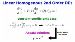 Linear Second-Order Differential Equations Part 1: Homogeneous Case Instructional Video