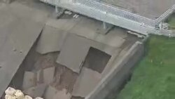 Aerials of Whaley Bridge reservoir and damaged dam News Clip