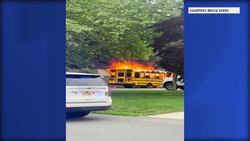 Students escape injury after school bus bursts into flames in Sayreville News Clip