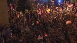 CLEAN : Thousands of Lebanese protest in downtown Beirut News Clip