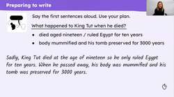 Writing the paragraph about the death of King Tut Instructional Video