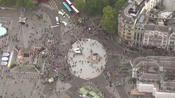 Aerial views of Extinction Rebellion protests in Trafalgar Square News Clip
