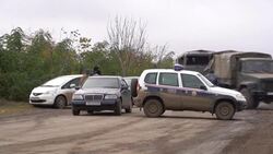 CLEAN : Armenian police and Russian peacekeepers on the new border line between Armenian and Azerbaijani sides News Clip
