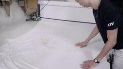 Clothing Factory : His work desk. Stock Footage