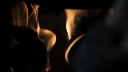 The orange flame in the charcoal stove. Stock Footage