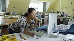 Female Designer Using Desktop Computer Stock Footage