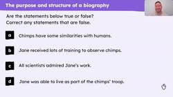 Identifying features of a biography in preparation for writing about Darwin Instructional Video