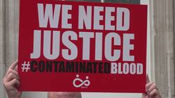 Relatives of victims of the NHS infected blood scandal outside Downing Street News Clip