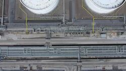 Directly Above View of Oil Refinery and Chemical Plant with Pipes, Aerial Video Stock Footage