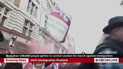 Tens of thousands gather in London for march against immigration News Clip