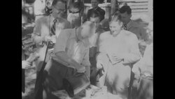 Partial film portrait of Republican presidential candidate Dwight Eisenhower focusing on convention, leisure, bidding son goodbye as he goes to Korea, folly of war News Clip