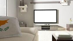 Couch and TV With Flag of Cyprus Stock Footage