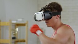 Strong Man Practicing Boxing Punches Stock Footage