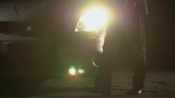 Rich man in business suit buying drugs from dealer near car at night, addiction Stock Footage