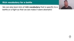 Generating vocabulary for the climax of 'Beowulf and the dragon' Instructional Video