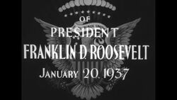 President Franklin Roosevelt's motorcade in rain down Pennsylvania Ave to his 1937 inauguration at start of his second term News Clip