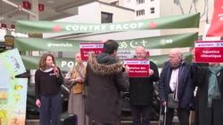 CLEAN : Paris : interfaith representants protest against Total's oil pipeline project in Uganda News Clip