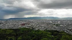 Cloudy aerial of Kyoto city Stock Footage