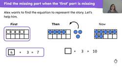 Find the missing part of an addition story Instructional Video