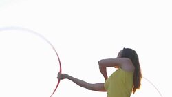 girl with Hoop in nature Stock Footage