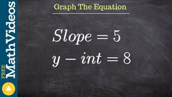 Given the slope and y intercept graph the equation, slope = 5, y-int = 8 Instructional Video