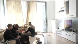 CLEAN : Serbians and Albanians kick aside differences on the football pitch News Clip