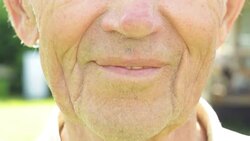 Lips of Smiling Old Man Stock Footage