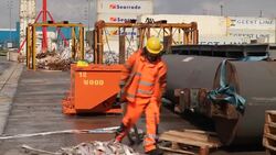Container ship being unloaded on Portsmouth Docks News Clip