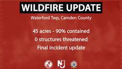 Wildfire in Wharton State Forest reaches 90% containment News Clip
