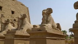 Karnak Temple in Luxor, Egypt. The Karnak Temple Complex, commonly known as Karnak, comprises a vast mix of decayed temples, chapels, pylons, and other buildings in Egypt. Stock Footage