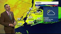 Warm afternoon with peeks of sunshine in New York City; scattered downpours this evening News Clip