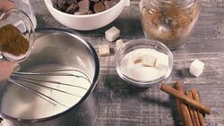 Slow motion preparation of hot chocolate drink Stock Footage