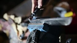 Young Man Engraving Steel Stock Footage