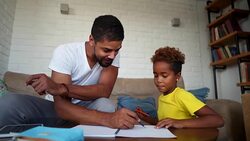 Father spends creative time with his daughter Stock Footage