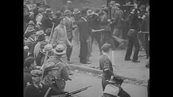 Police subdue riot using tear gas in 1933 as they confront striking PA steel workers News Clip