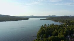 Aerial View of Laurentian's Landscape, Lac St-Joseph, Quebec, Canada Stock Footage